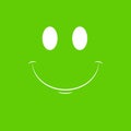 Smile icon template design. Smiling emoticon  isolated logo illustration on green background. Face line art style. Royalty Free Stock Photo